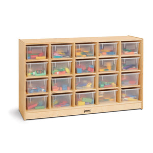 Jonti-Craft® 20 Section Cubbie-Tray Mobile Storage with Clear Trays