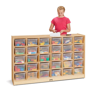 Jonti-Craft® 30 Section Cubbie-Tray Mobile Storage with Clear Trays