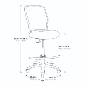 Big and Tall Dual Layer Air Grid® Back Drafting Chair with Black Mesh Seat, Adjustable Footring and Industrial Steel Finish Base,