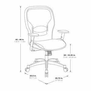 Breathable Mesh Back and Mesh Seat Manager's Chair with Adjustable Arms, Adjustable Lumbar and Industrial Steel Finish Base