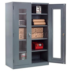 Global Industrial Storage Cabinet, Clearview Door with Locking Handle, 48"W x 24"D x 78"H, Easy Assembly