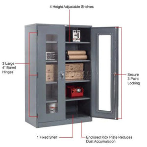 Global Industrial Storage Cabinet, Clearview Door with Locking Handle, 48"W x 24"D x 78"H, Assembled