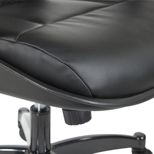 Breathable Mesh Back and Black Bonded Leather Seat Manager's Chair with Adjustable Arms, Adjustable Lumbar and Industrial Steel Finish Base