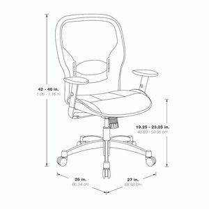 Breathable Mesh Back and Black Bonded Leather Seat Manager's Chair with Adjustable Arms, Adjustable Lumbar and Industrial Steel Finish Base