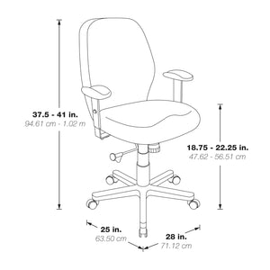 Mid-Back 2-to-1 Synchro Tilt Ergonomic Chair, Black Padded Fabric Seat