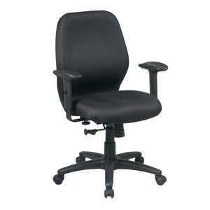 Mid-Back 2-to-1 Synchro Tilt Ergonomic Chair, Black Padded Fabric Seat