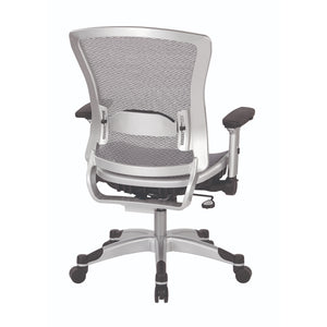 Professional Light AirGrid® Seat and Back Executive Chair with Platinum Finish Flip Arms and Platinum Coated Base with Black End Caps