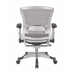 Professional Light AirGrid® Seat and Back Executive Chair with Platinum Finish Flip Arms and Platinum Coated Base with Black End Caps