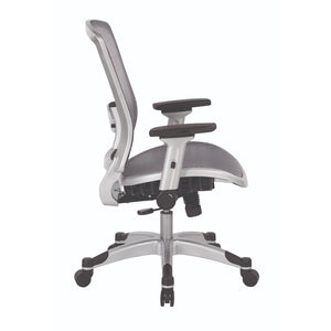 Professional Light AirGrid® Seat and Back Executive Chair with Platinum Finish Flip Arms and Platinum Coated Base with Black End Caps