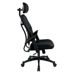 Bonded Leather Seat and Back Executive Chair with Adjustable Headrest, 4-Way Adjustable Flip Arms and Industrial Steel Finish Base