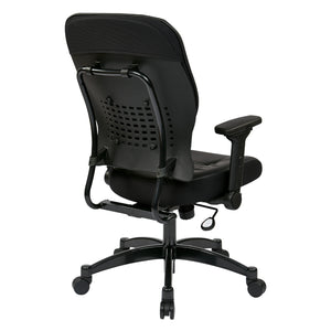 Bonded Leather Seat and Back Manager's Chair with 4-Way Adjustable Flip Arms and Industrial Steel Finish Base