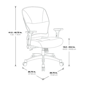 Bonded Leather Seat and Back Manager's Chair with 4-Way Adjustable Flip Arms and Industrial Steel Finish Base