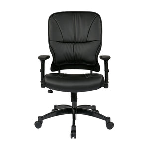 Bonded Leather Seat and Back Manager's Chair with 4-Way Adjustable Flip Arms and Industrial Steel Finish Base