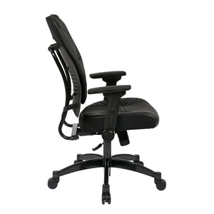 Bonded Leather Seat and Back Manager's Chair with 4-Way Adjustable Flip Arms and Industrial Steel Finish Base