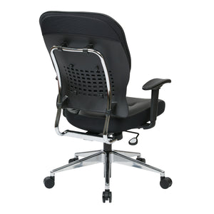 Black Bonded Leather Seat and Back Manager's Chair with Adjustable Arms and Polished Aluminum Finish Base