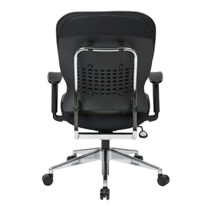 Black Bonded Leather Seat and Back Manager's Chair with Adjustable Arms and Polished Aluminum Finish Base