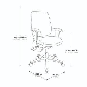 High-Back Dual Function Ergonomic Chair, FreeFlex® II Coal Padded Fabric Seat