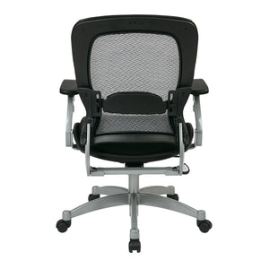 Light Air Grid® Manager's Chair with Black Top Grain Leather Seat and Trim and Platinum Finish Base