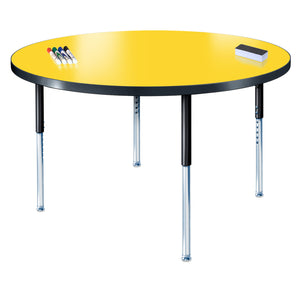 Imagination Station 48" Circle Activity Table with Dry Erase Markerboard Top, Modern Classic Adjustable Height Legs
