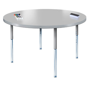 Imagination Station 48" Circle Activity Table with Dry Erase Markerboard Top, Modern Classic Adjustable Height Legs