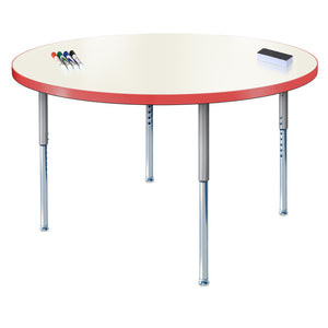 Imagination Station 48" Circle Activity Table with Dry Erase Markerboard Top, Modern Classic Adjustable Height Legs