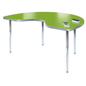 Imagination Station 36 x 72" Kidney Activity Table with Dry Erase Markerboard Top, Modern Classic Adjustable Height Legs