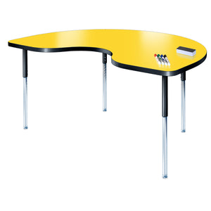 Imagination Station 48 x 72" Kidney Activity Table with Dry Erase Markerboard Top, Modern Classic Adjustable Height Legs