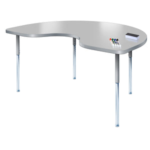 Imagination Station 36 x 72" Kidney Activity Table with Dry Erase Markerboard Top, Modern Classic Adjustable Height Legs