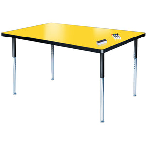 Imagination Station 30 x 72" Rectangular Activity Table with Dry Erase Markerboard Top, Modern Classic Adjustable Height Legs