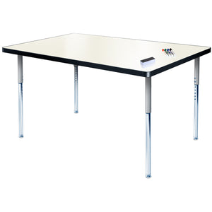 Imagination Station 24 x 48" Rectangular Activity Table with Dry Erase Markerboard Top, Modern Classic Adjustable Height Legs