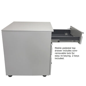 Mobile Double Pedestal Teacher/Administrator Desk with Rectangular Top, 24" x 67"
