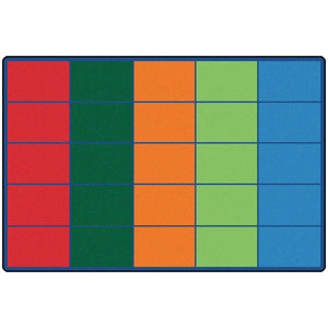 Carpets for Kids Colorful Rows Seating Rug, 6' x 9' Rectangle, Seats 25