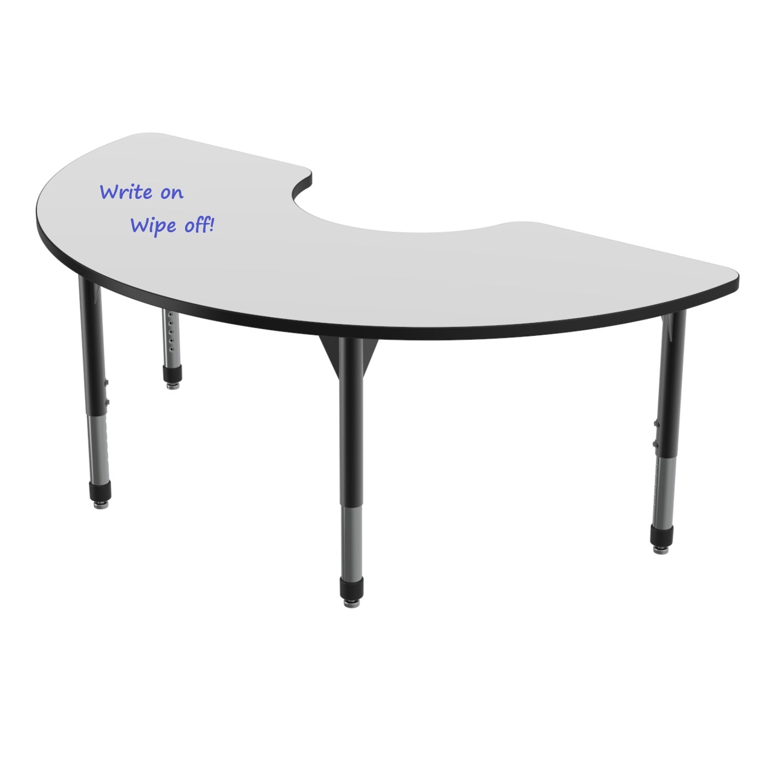 Premier White Dry Erase Sitting Height Collaborative Classroom Table, 36" x 72" Half Moon