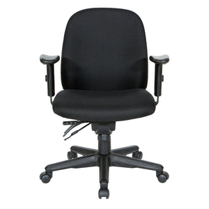 Mid-Back Multi Function Ergonomic Chair, Black Padded Fabric Seat