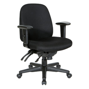 Mid-Back Multi Function Ergonomic Chair, Black Padded Fabric Seat
