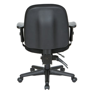 Mid-Back Multi Function Ergonomic Chair, Black Padded Fabric Seat