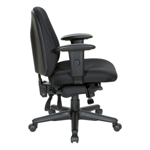 Mid-Back Multi Function Ergonomic Chair, Black Padded Fabric Seat