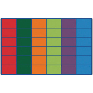 Carpets for Kids Colorful Rows Seating Rug, 8'4" x 13'4" Rectangle, Seats 36