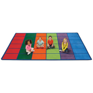 Carpets for Kids Colorful Rows Seating Rug, 8'4" x 13'4" Rectangle, Seats 36