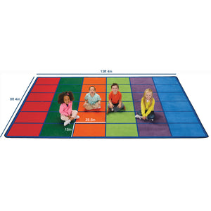 Carpets for Kids Colorful Rows Seating Rug, 8'4" x 13'4" Rectangle, Seats 36
