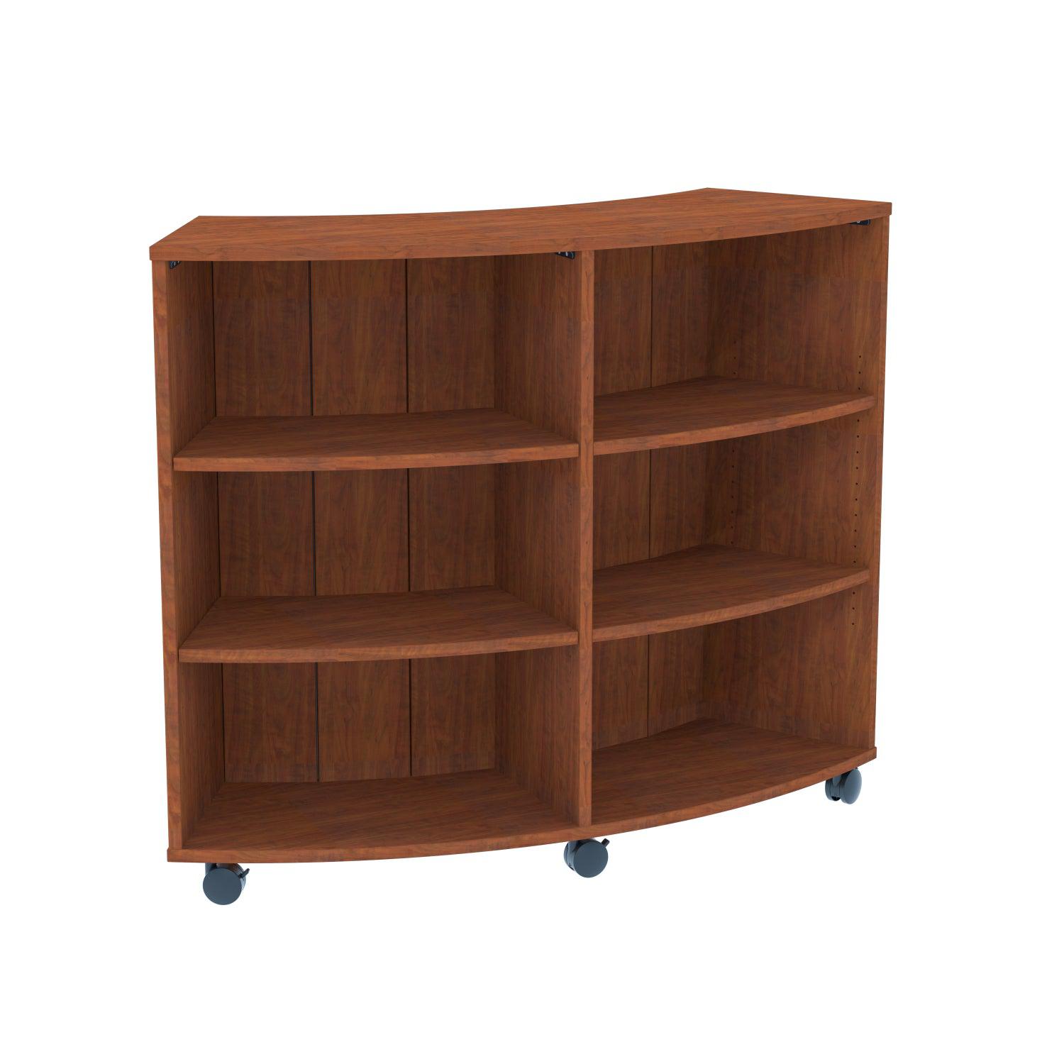 Single-Sided Curved Mobile Bookcase with 6 Shelves, 48" High