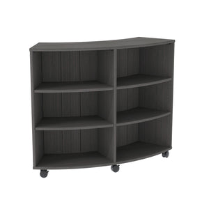 Single-Sided Curved Mobile Bookcase with 6 Shelves, 48" High