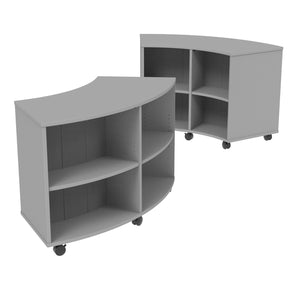 Double-Sided Curved Mobile Bookcase with 8 Shelves, 36" High