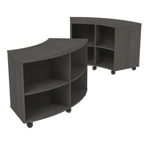 Double-Sided Curved Mobile Bookcase with 8 Shelves, 36" High