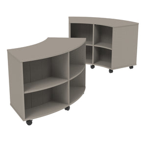 Double-Sided Curved Mobile Bookcase with 8 Shelves, 36" High