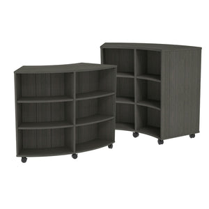 Double-Sided Curved Mobile Bookcase with 12 Shelves, 48" High