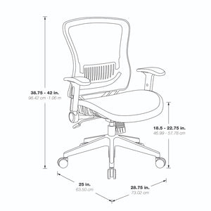 Professional Air Grid® Back Manager’s Chair with Fabric Seat, Adjustable Arms and Angled Nylon Base