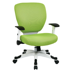 Pulsar Series White Frame Finish Manager's Chair with Padded Mesh Seat and Back, Height Adjustable Flip Arms and White Coated Nylon Base, Fun Colors