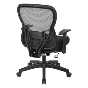 R2 SpaceGrid Back Chair with Memory Foam Black Mesh Seat, Height Adjustable Flip Arms, Adjustable Lumbar and Nylon Base