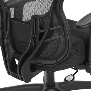 R2 SpaceGrid Back Chair with Memory Foam Black Mesh Seat, Height Adjustable Flip Arms, Adjustable Lumbar and Nylon Base